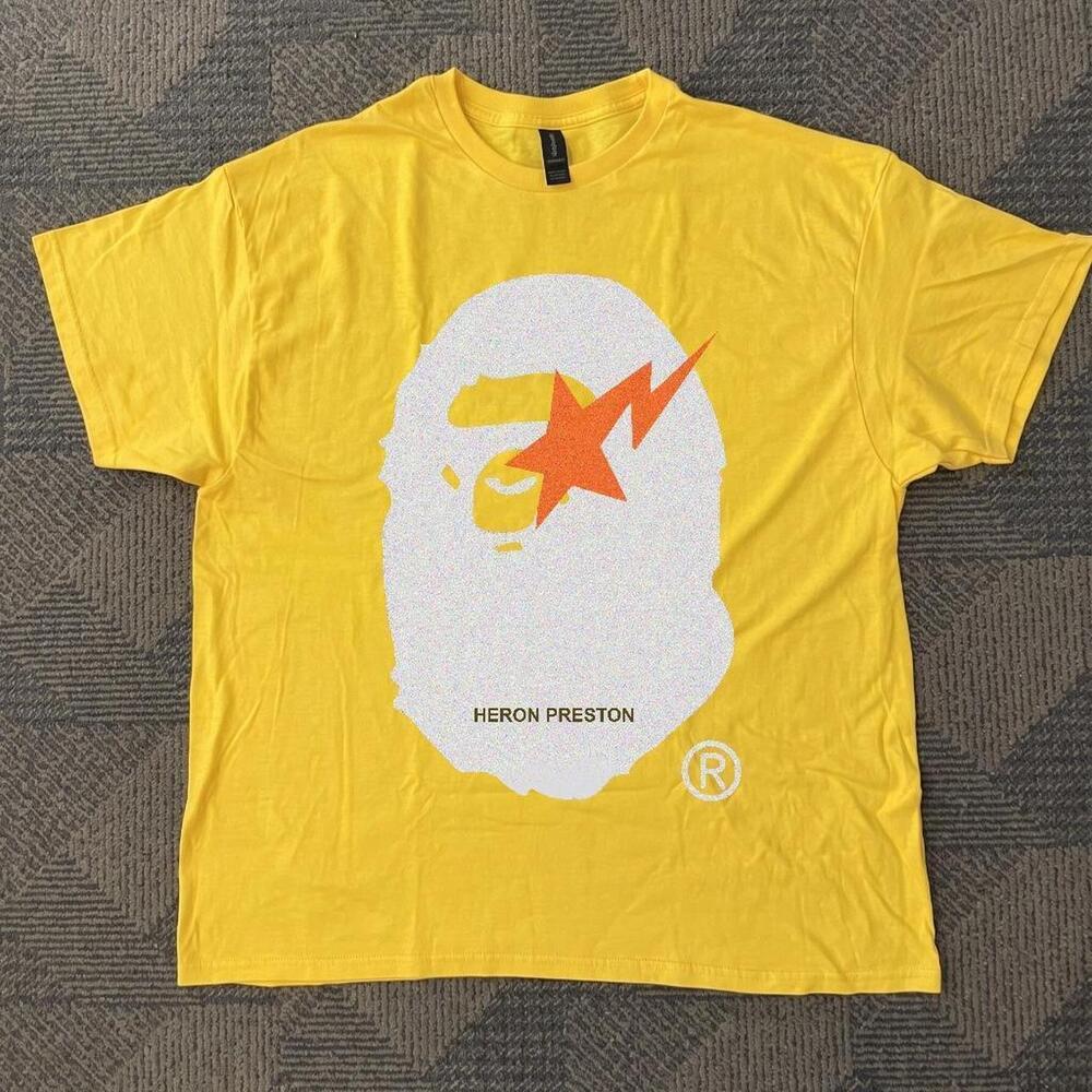 Yellow Bape X Heron Preston Tee